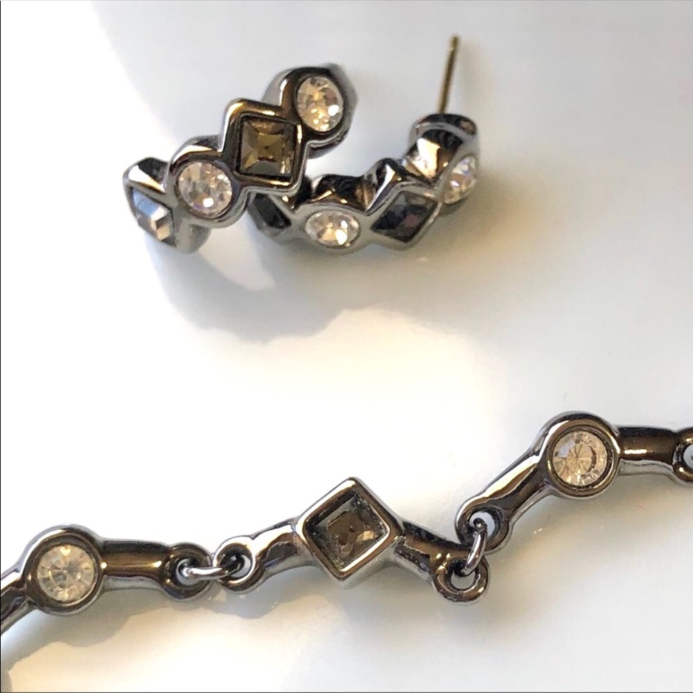 Vintage Swarovski Grey Crystal Necklace & Matching Earrings 2 Piece Set